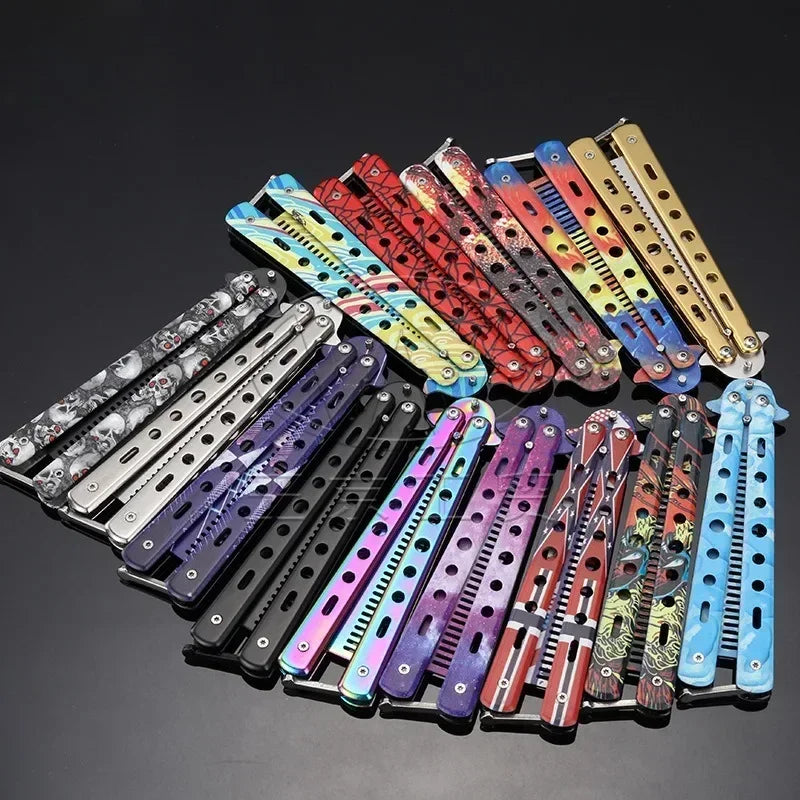 Foldable Butterfly Knife Comb – Stainless Steel Beard Styling Tool