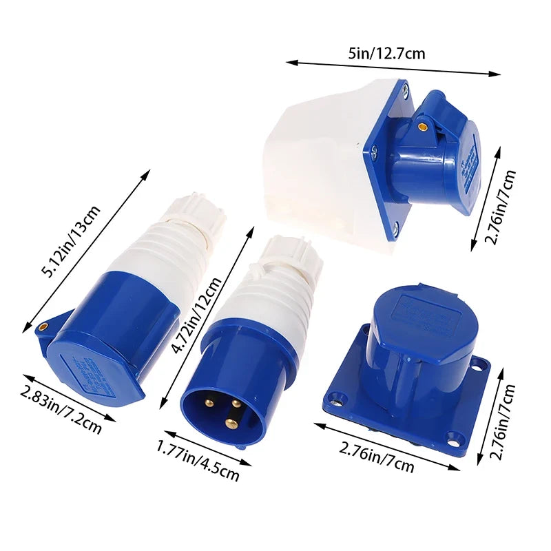 220V 16A 3 Pin Industrial Waterproof Plugs Socket Male Female