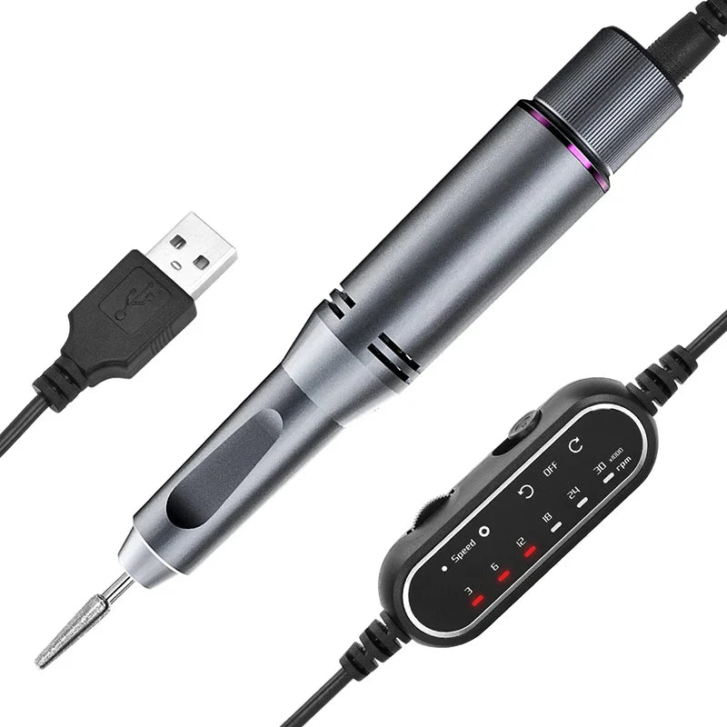 Portable Electric Nail Drill – Metal Handle, Bits & UV Gel