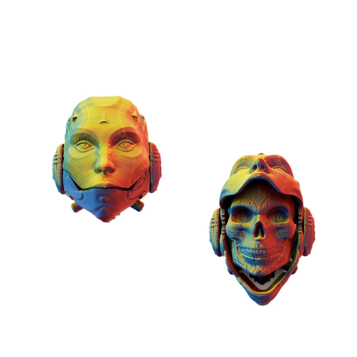 3D Printed Machined Mask Skull Flip Keychain Creative Bag Pendant Car