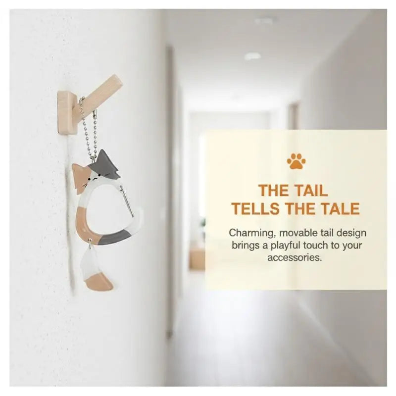 2-Pack Wagging Tail Cat Keychain | Cute Moving Pendant Carabiner