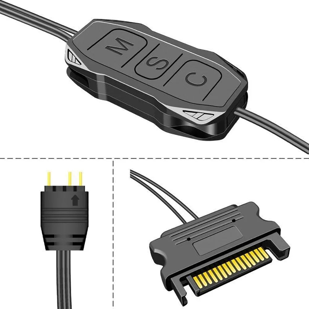 ARGB Mini Controller 5V 3-Pin to SATA Adapter for PC Fans