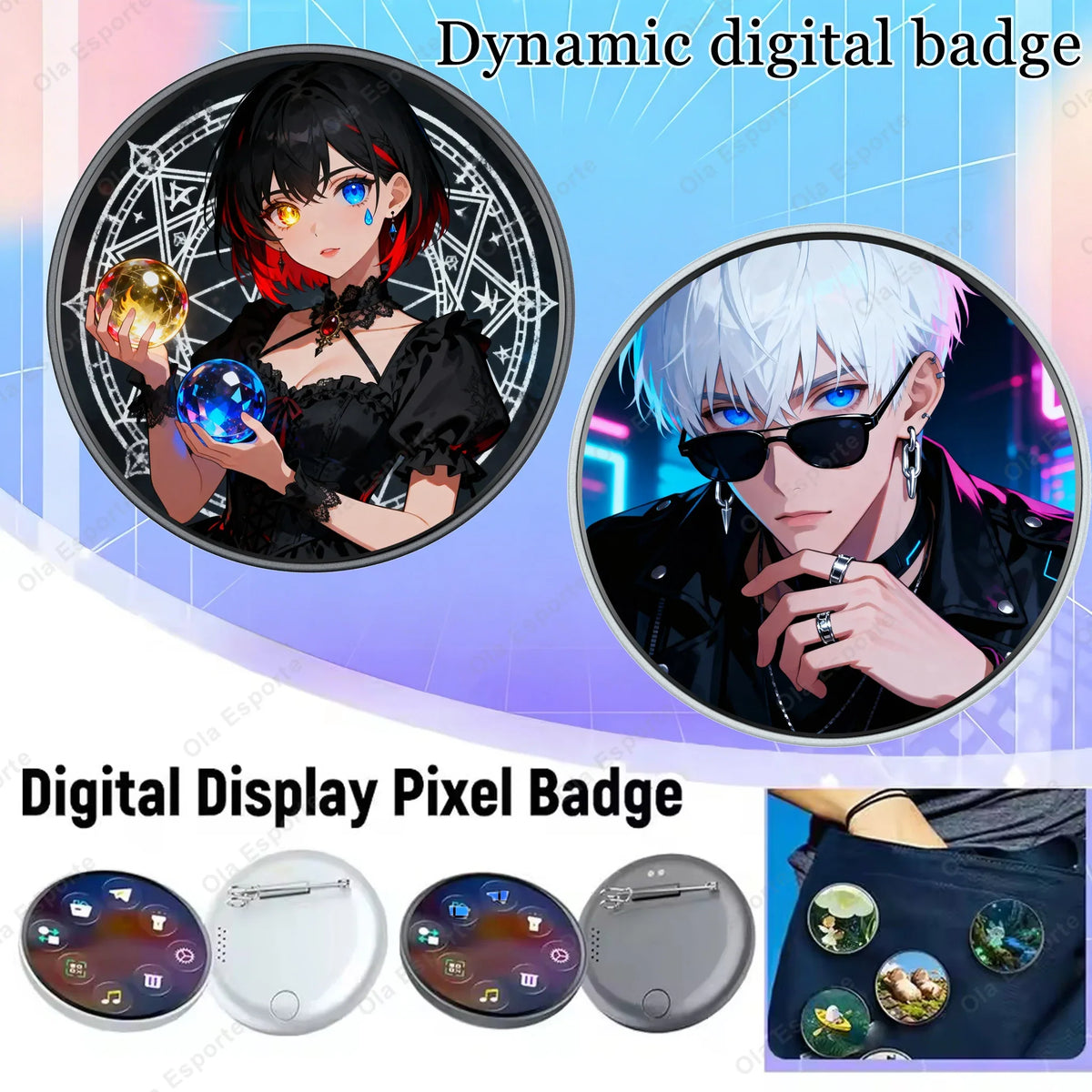 Smart Dynamic Electronic Badge Anime Merchandise Digital Display Game