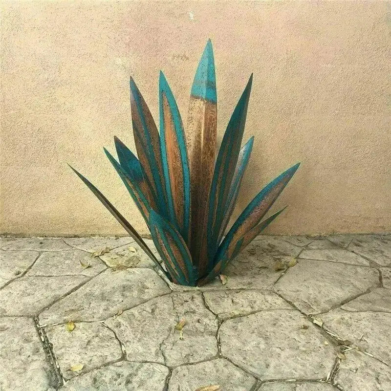 DIY Metal Agave Rustic Garden Sculpture – 9-Leaf Yard Art Decor