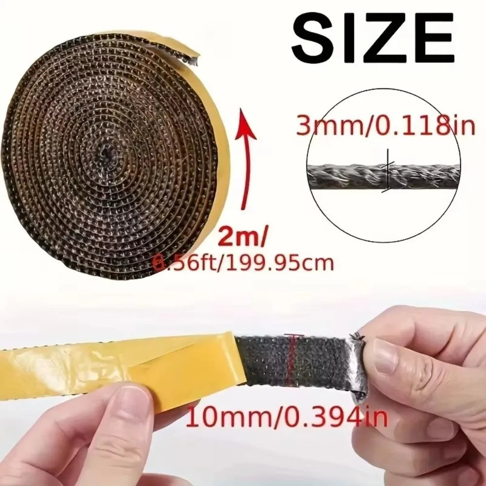 Self Adhesive Fireplace Seal Rope Fiberglass Heat Resistant Door