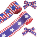 Patriotic Star Ribbon 2 Rolls – Red White Blue Polyester 60mm