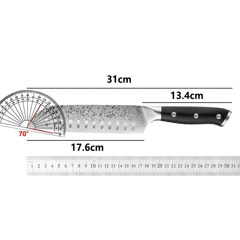 7-Inch Santoku Chef Knife – Laser-Textured Stainless Steel