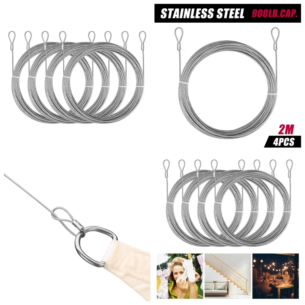 Sun Shade Sail Hardware Kit 24 Pcs – 304 Stainless Steel