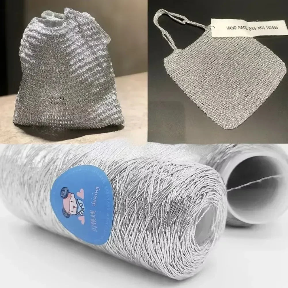 Silver Handmade Crochet Yarn Popular Woven Flash Core Wire Ball Small