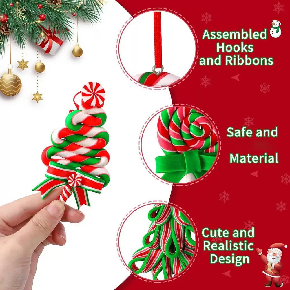 Christmas Wood Candy Cane Lollipop Ornaments – 16 or 32 Pcs
