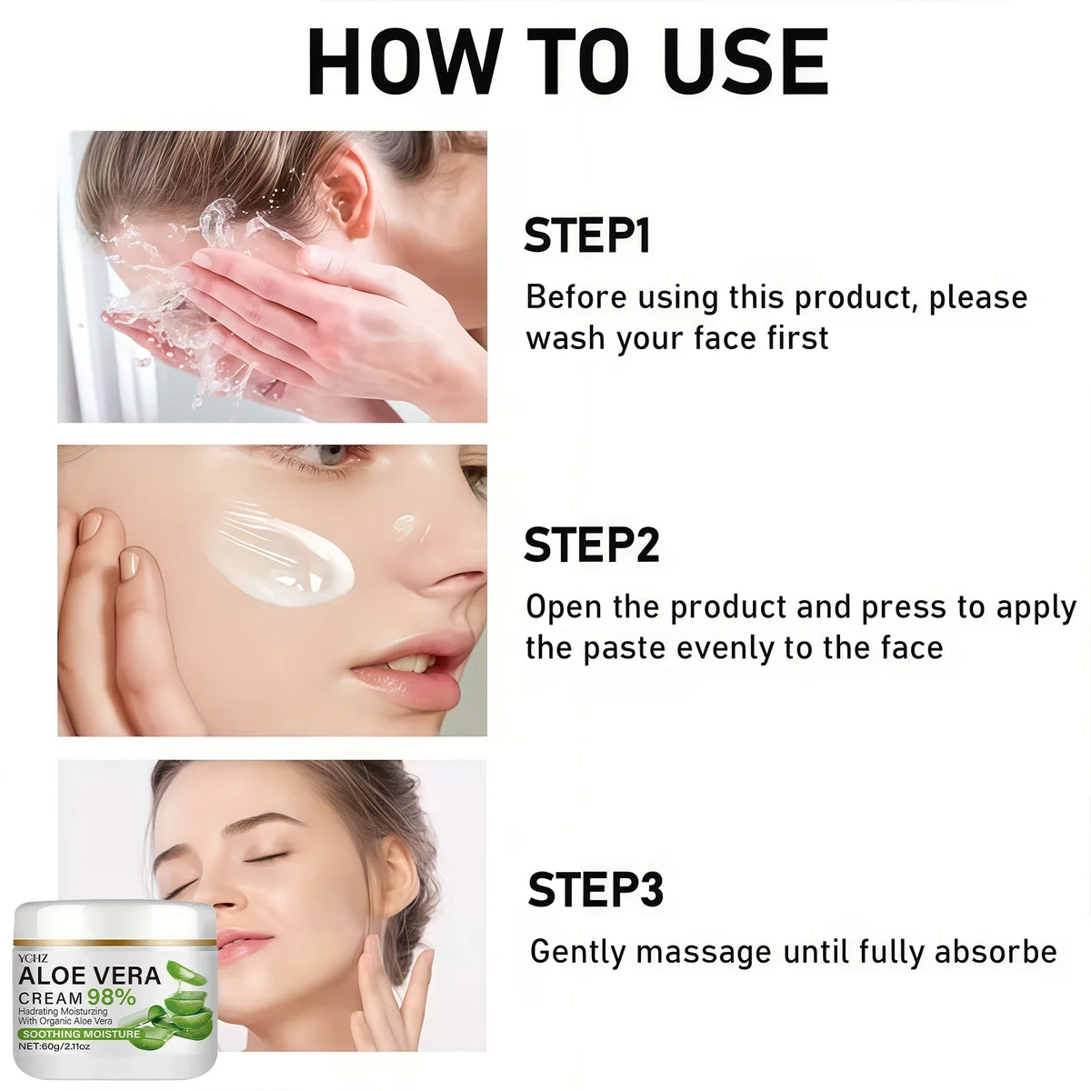 YCHZ 98% Aloe Vera Face Cream – Daily Hydrating Moisturizer