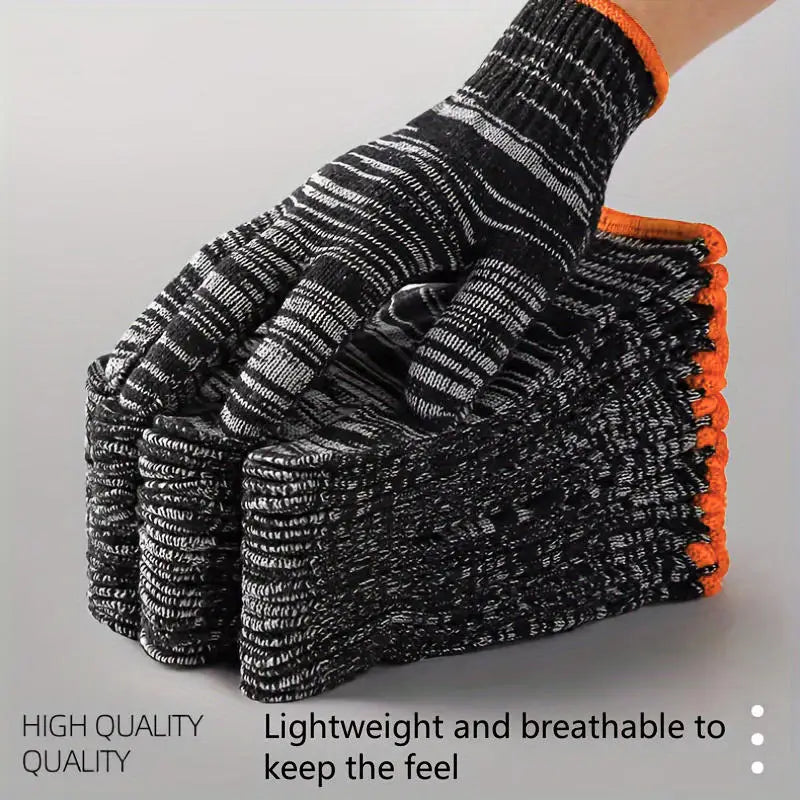 12-Pairs Heavy Duty Nylon Work Gloves Abrasion Resistant Safety