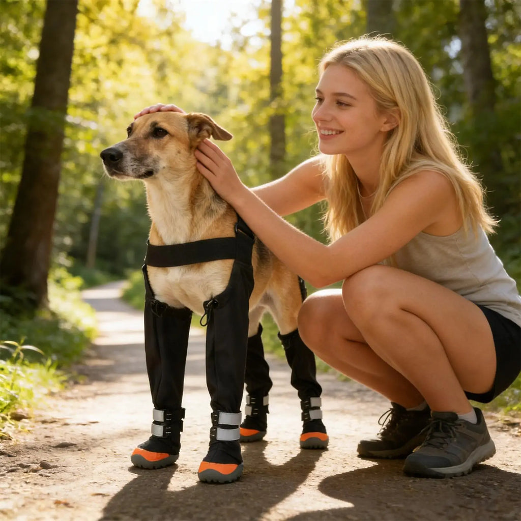 Waterproof Dog Boots Suspender Anti-slip Walk Shoes Outdoor Small