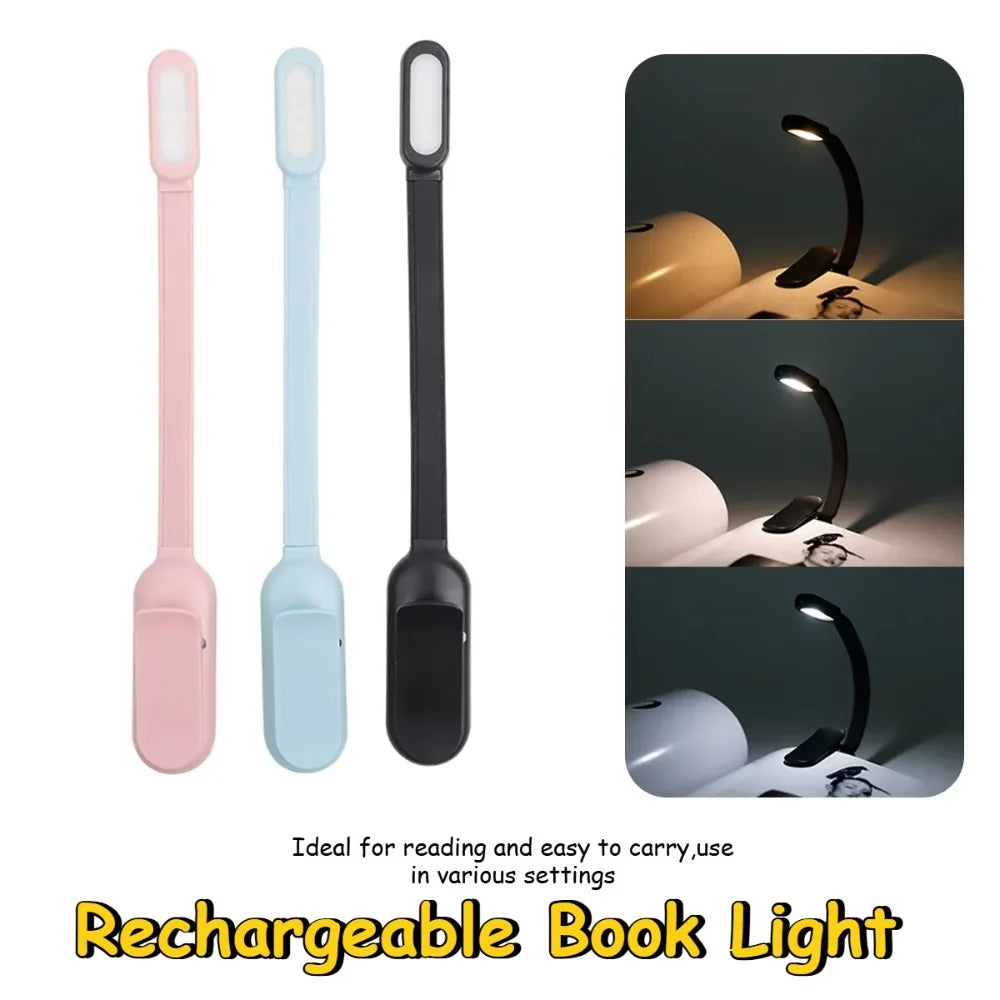 Mini USB Rechargeable Clip-On LED Book Light | 3 Brightness