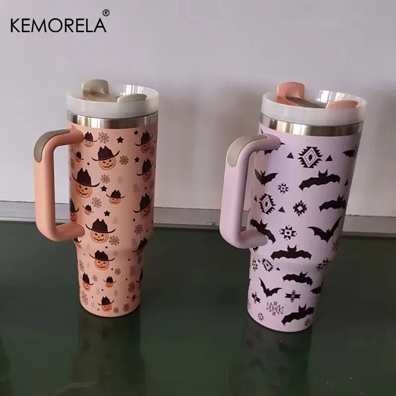 Halloween 40oz Stainless Steel Thermos | Lid, Handle & Straw