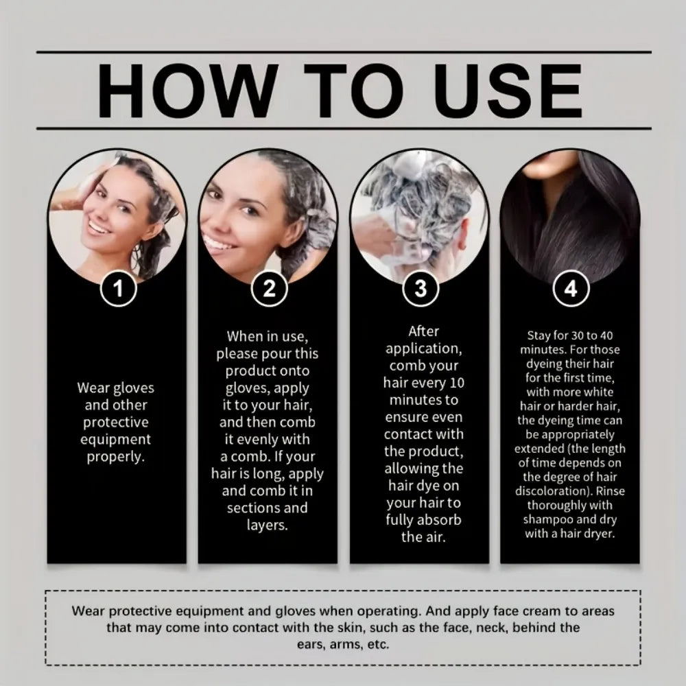 3-in-1 Plant-Based Black Hair Color & Gray Coverage Cream