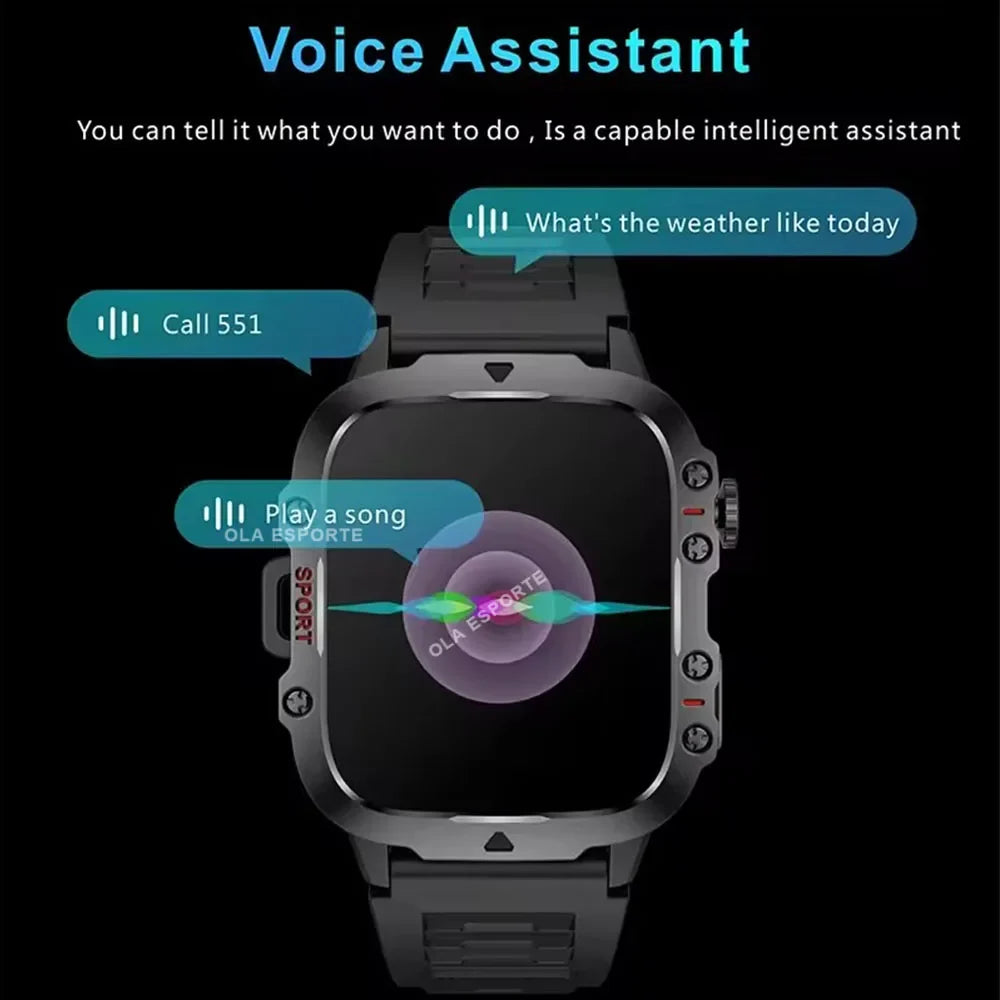 Military Smartwatch Men – 2.01" HD GPS BT Calling Fitness Tracker