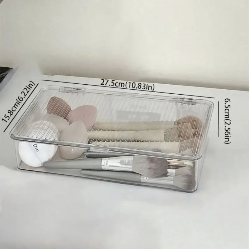 Desktop Storage Box Large Capacity Lid Transparent Cosmetic Office