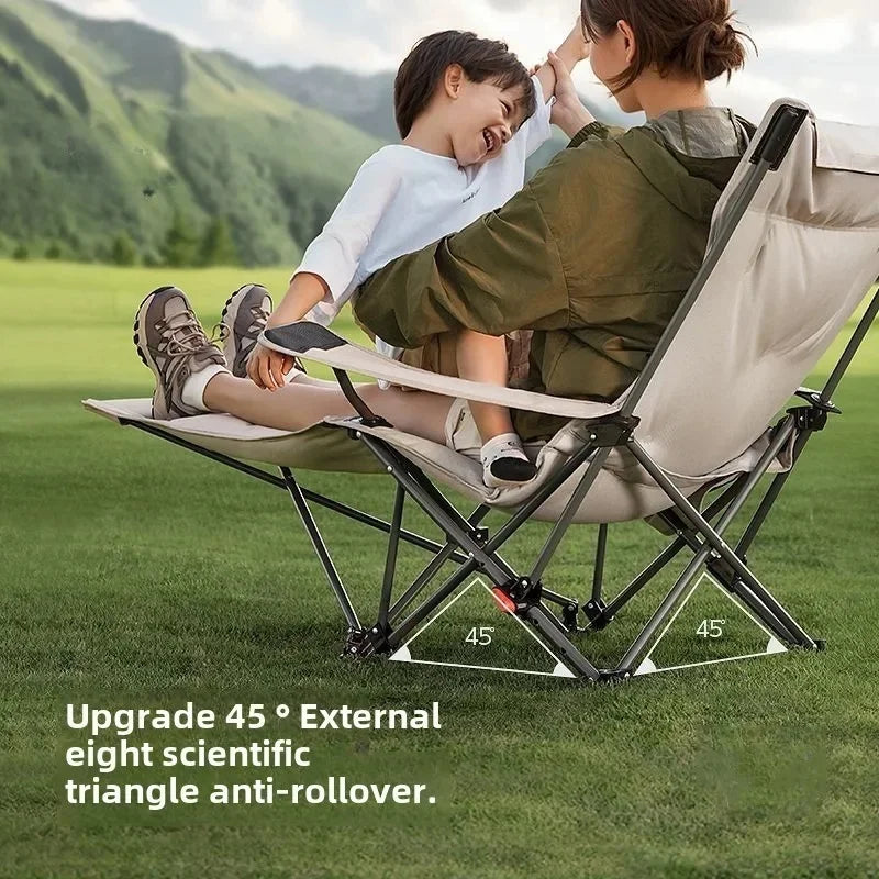 Folding Recliner Camping Chair – Adjustable Backrest & Cushion