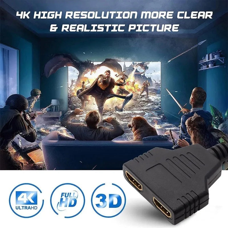 HD 1080P HDMI Splitter – 1 In 2 Out Dual Port Adapter Cable