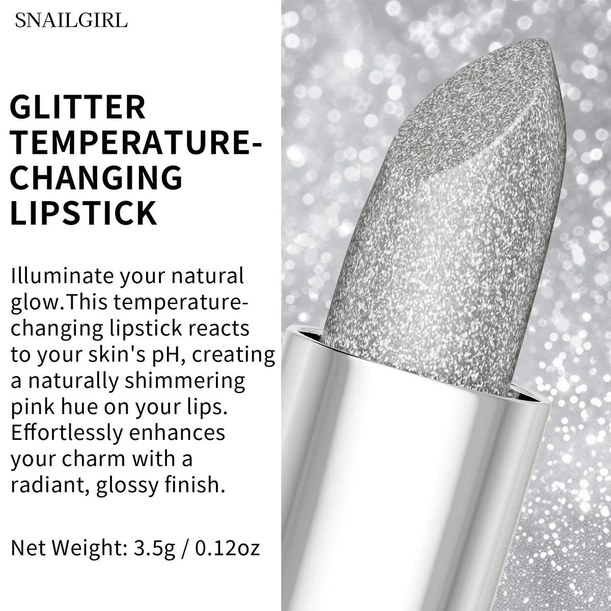 QIC Color-Changing Glitter Lipstick – Matte Waterproof Lip Tint
