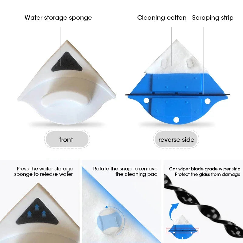 Magnetic Double-Sided Window Cleaner | Auto Water Discharge