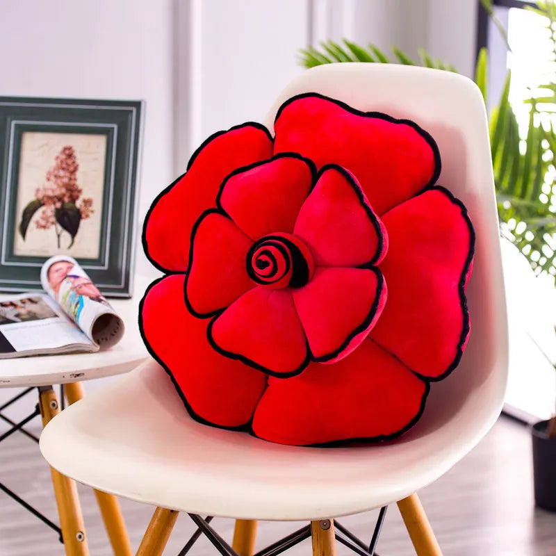 Large Rose Shaped Throw Pillow | Floral Decorative Sofa Cushion