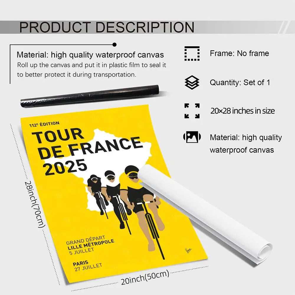 Tour de France Canvas Wall Art – Unframed Cycling Poster