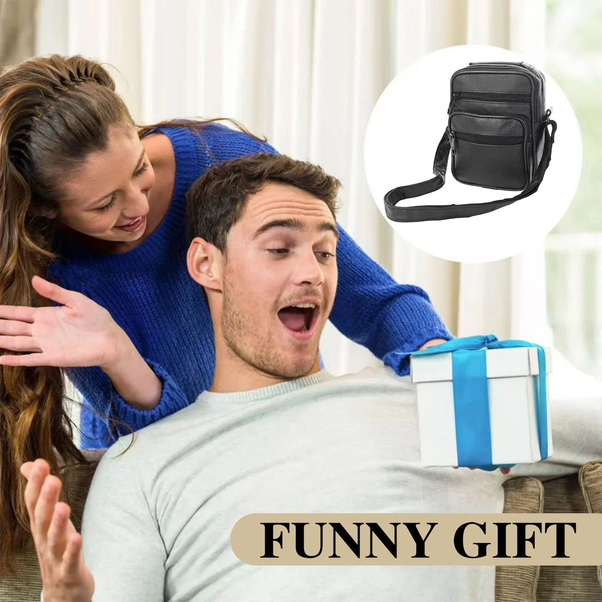 Men's Lightweight PU Leather Shoulder Bag | Work & Travel