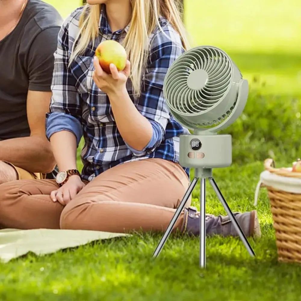 Portable Tripod Fan – USB Rechargeable, Foldable Camping Fan