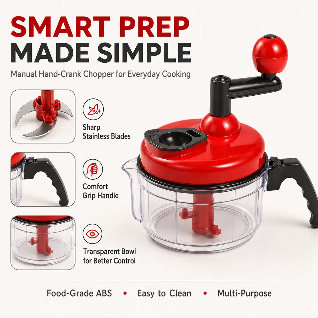 Manual Hand Crank Food Chopper – Garlic & Vegetable Dicer