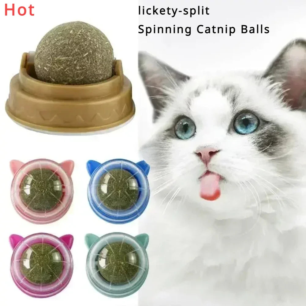 Rotating Catnip Ball Toy – Interactive Lick & Teething Toy for Cats
