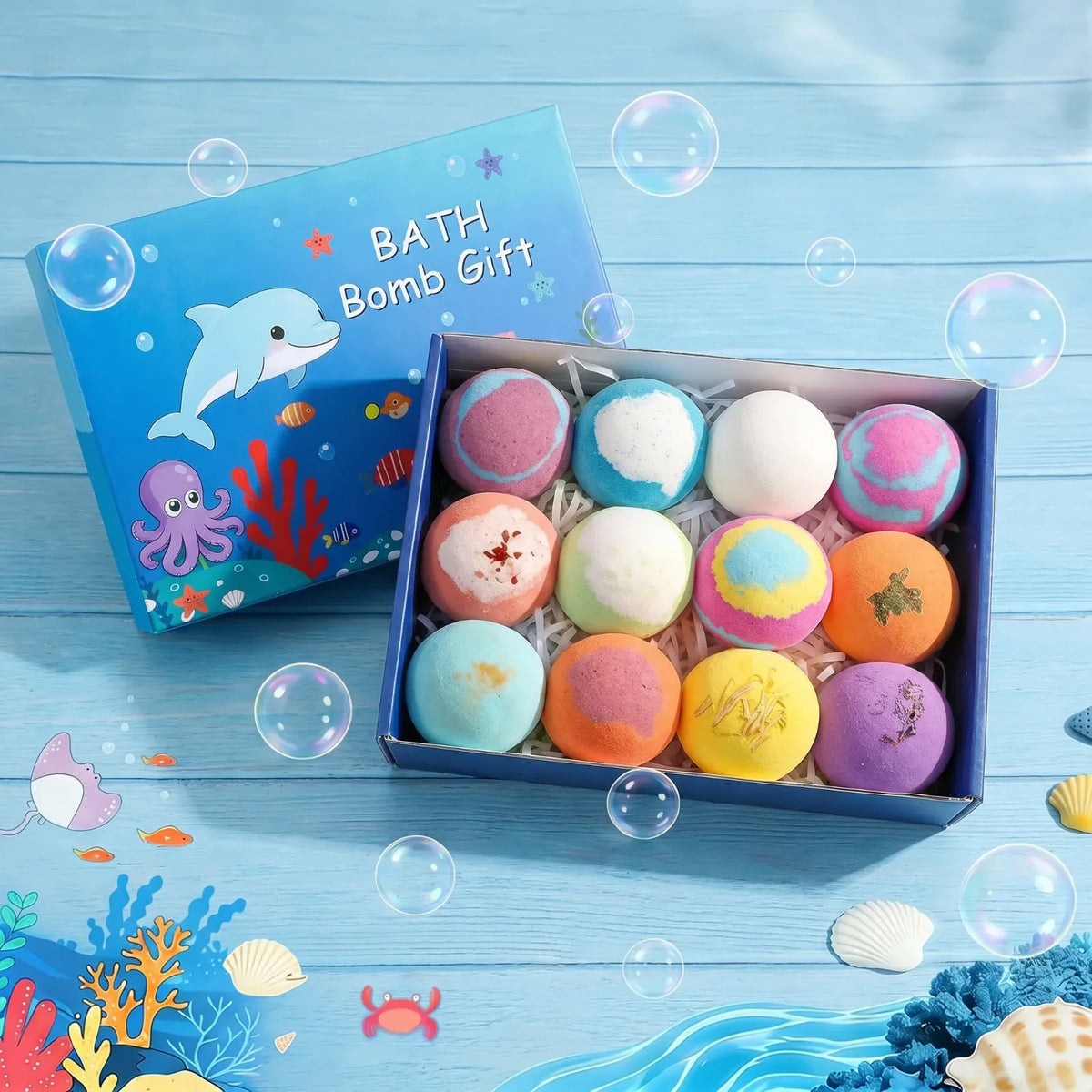 Ocean Surprise Toy Bath Bombs Set – Natural Kids Gift 6-12 PCS