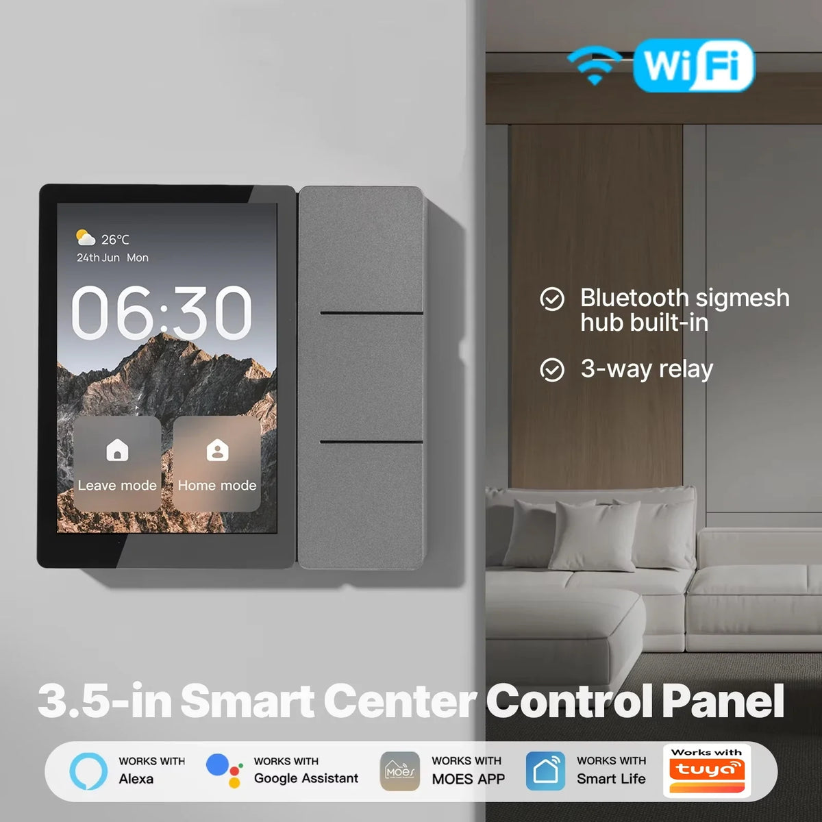 Tuya Wifi Smart Center Control Panel Touch Central Screen 3 Relays