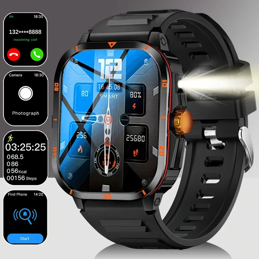 ERUN Men's Sports Smartwatch – LED Flashlight, Call & SMS