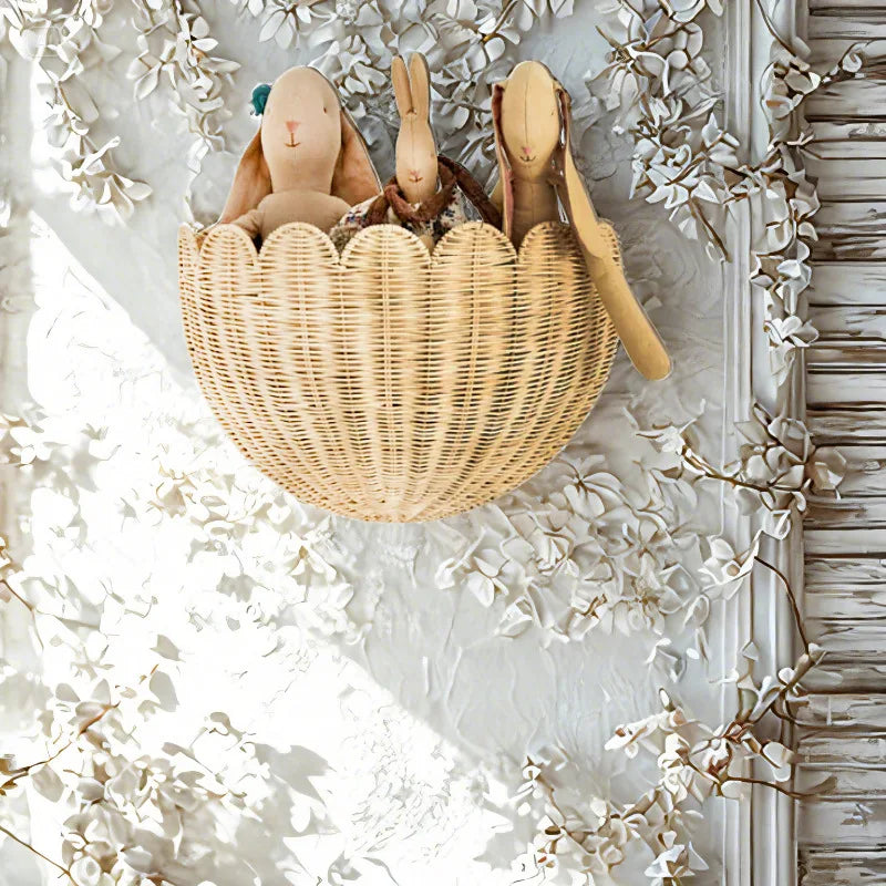 Garden Rattan Wall Hanging Key Storage Basket Home Decoration Toys