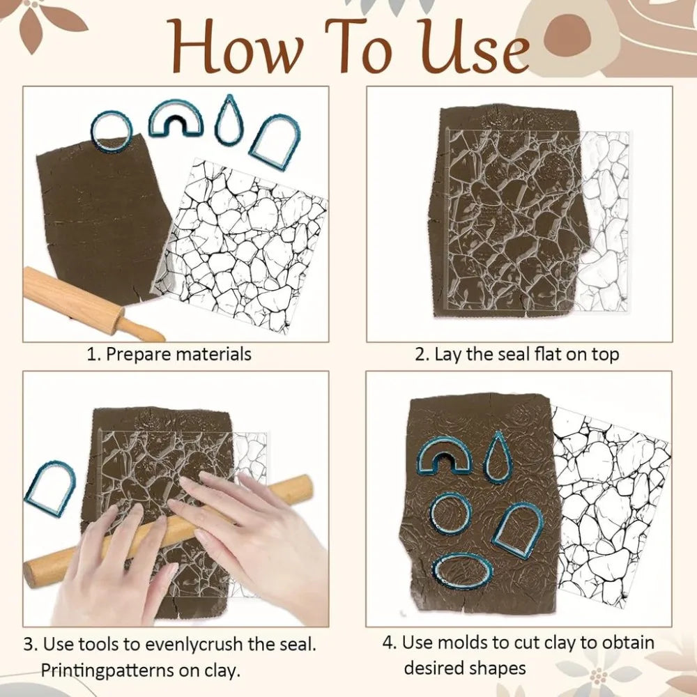Terrazzo Polymer Clay Texture Sheet – Stone Pattern Stamp Mat