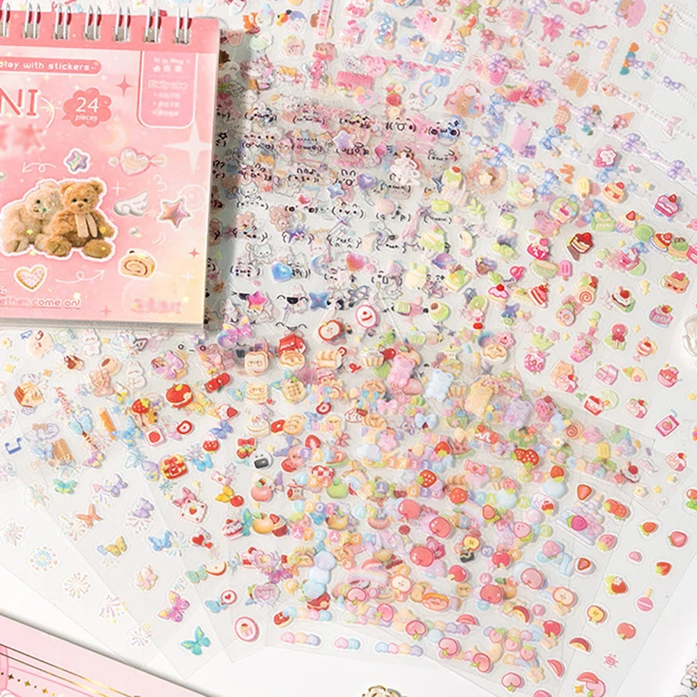 24 Sheets Handheld Sticker Notebook Mini Nail Stickers Cartoon