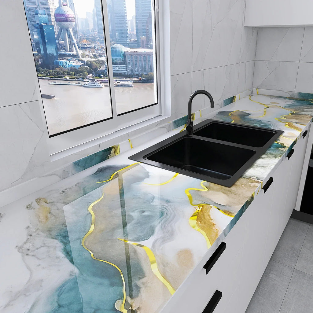 PVC Marble Pattern Self-Adhesive Wall Sticker | Oil-Proof