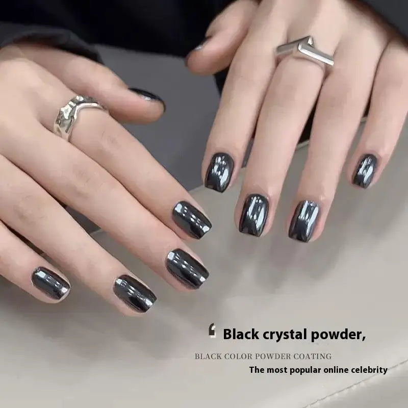 Black Crystal Glitter Nail Powder | Sequin Shimmer Nail Art