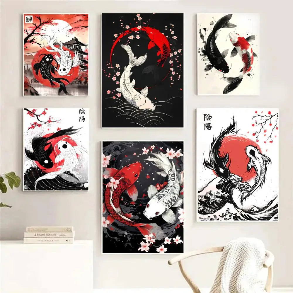 Lucky Koi Yin Yang Canvas Wall Art | HD Print Home Decor