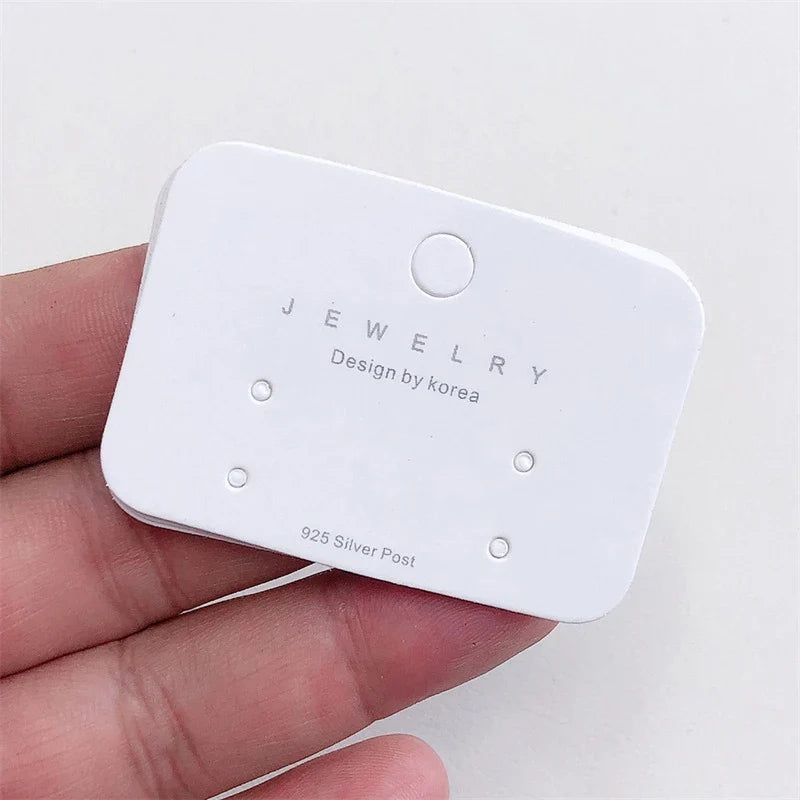 50 Pcs White Earring Display Cards – DIY Jewelry Packaging Tags