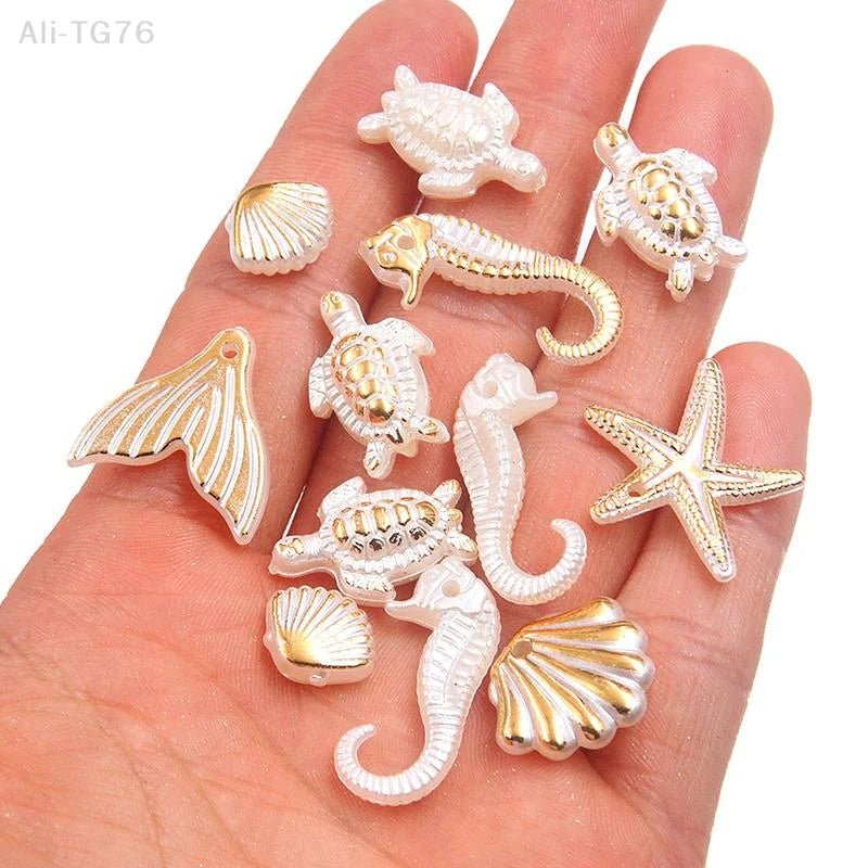 30pc Ocean Marine DIY Beads – Shells, Seahorses, Stars