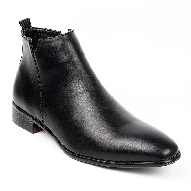 Men's Chelsea Boots – Zipper Chunky Heel PU Leather Ankle Boot