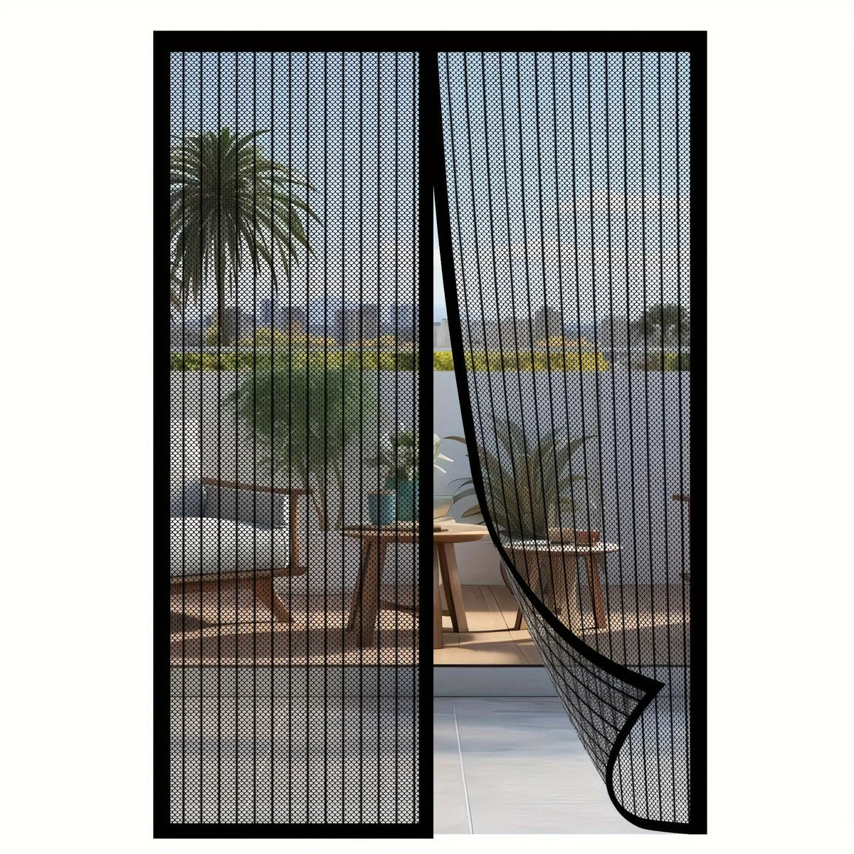 Magnetic Screen Door Self-Sealing Mesh Bug Barrier Curtain