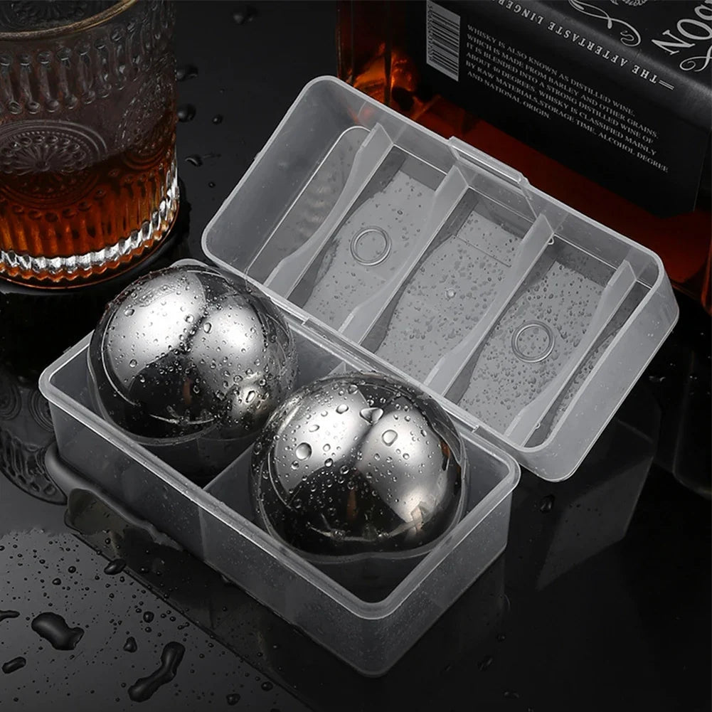 38mm Stainless Steel Reusable Ice Balls – No-Dilution Drink Chillers