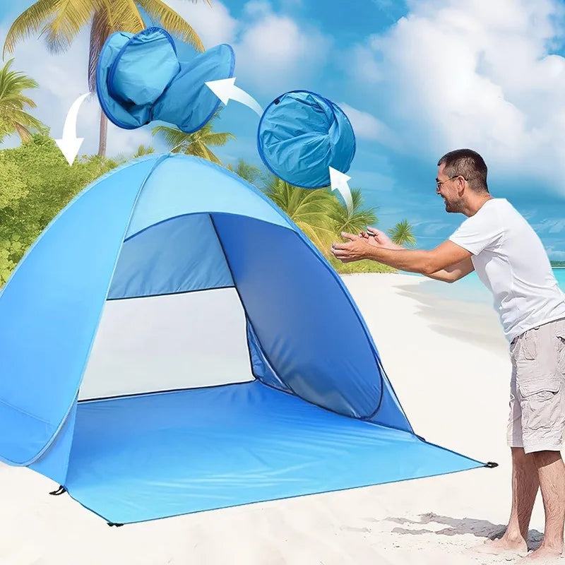 Foldable Beach Shade Tent – Portable Sun Shelter for 3–4