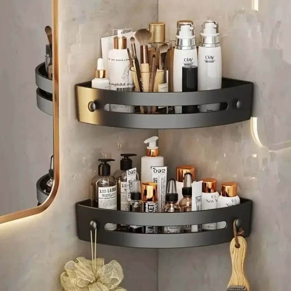 1 2 Portable Punch-free Bathroom Shelves Wall-mounted Large Capacity