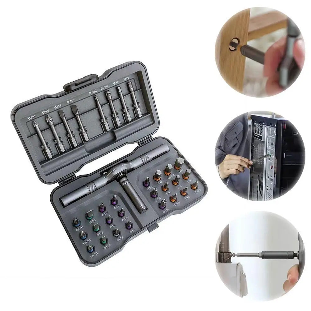 32-in-1 Magnetic Screwdriver Bit Set – Ratchet Driver Kit