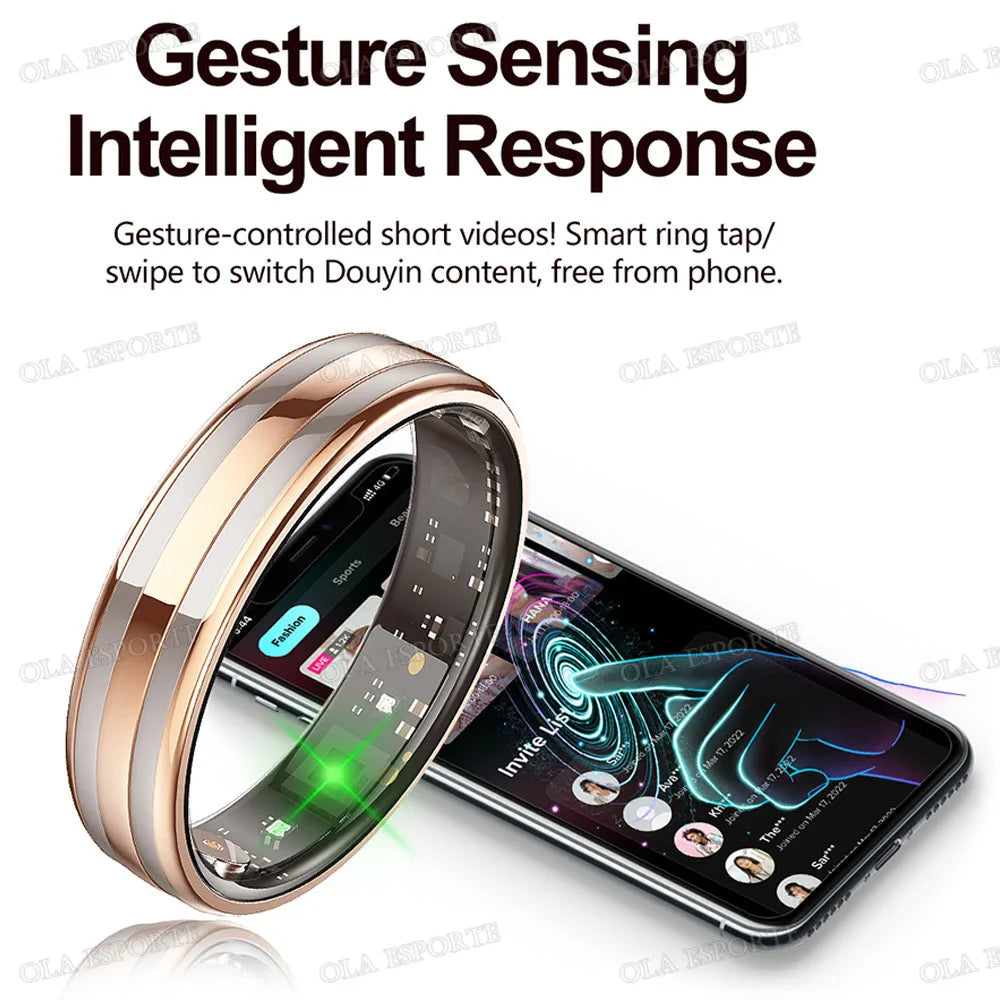 Gesture Sensing Smart Ring Health Monitor Outdoor Waterproof Real HRV
